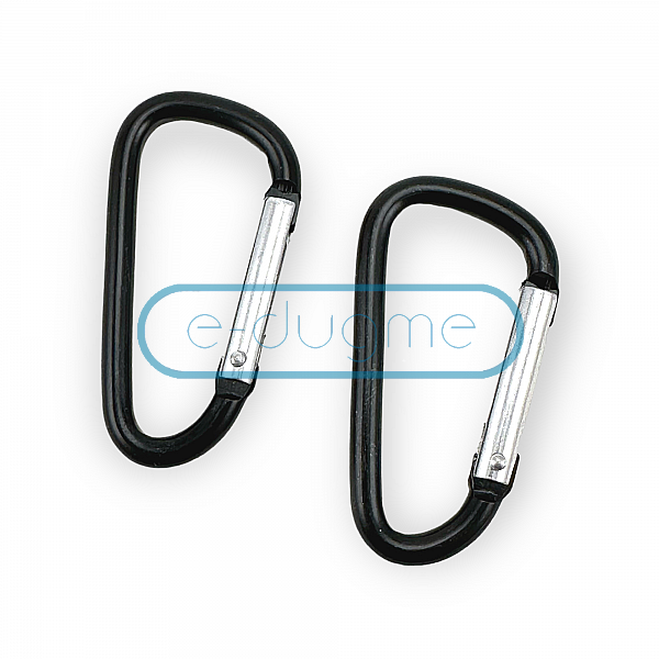 D Shape Flat Key Carabiner Clip Double Rivet Water Bottle Hiking