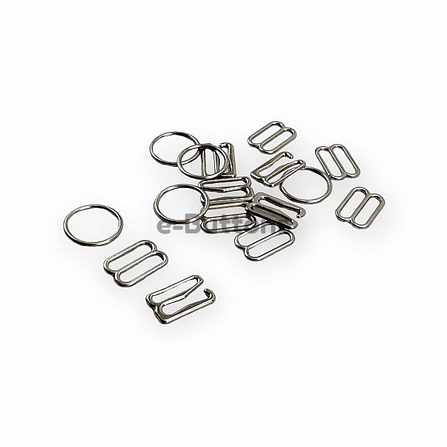 12 mm Bra Buckle Set - Strap Adjustment Buckle Hook and Loop AK00120