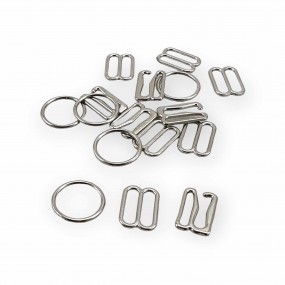 12 mm Bra Buckle Set - Strap Adjustment Buckle Hook and Loop AK00120