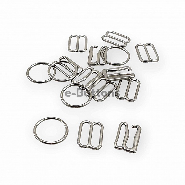 12 mm Bra Buckle Set - Strap Adjustment Buckle Hook and Loop AK00120