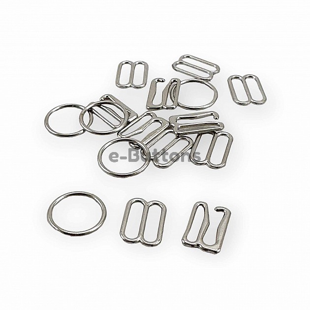 12 mm Bra Buckle Set - Strap Adjustment Buckle Hook and Loop AK00120