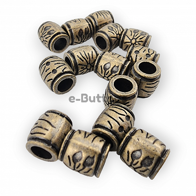 Bağucu  Desenli Metal Boncuk Şekil boy 9 mm Giriş 5 mm B0031