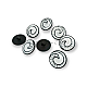 22 mm - 34 L Enameled Jacket and Cardigan Button Black and White Enameled Button E 1679 SB