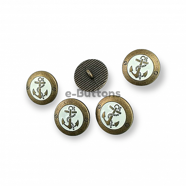 Anchor Logo Blazer Jacket Cufflink Antique Yellow Enamel Button 17 mm - 28 L E 2044 MN1