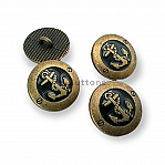 Anchor Logo Blazer Jacket Cufflink Antique Yellow Enamel Button 17 mm - 28 L E 2044 MN1