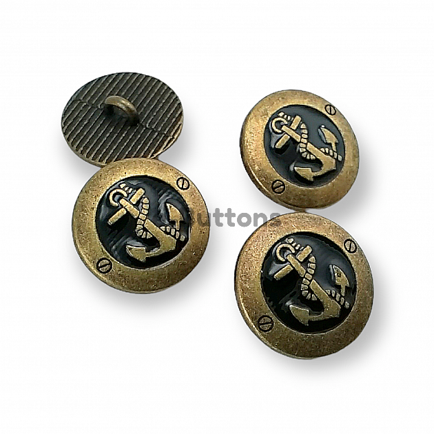 Anchor Logo Blazer Jacket Cufflink Antique Yellow Enamel Button 17 mm - 28 L E 2044 MN1