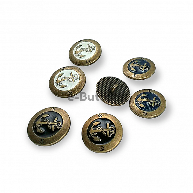 Anchor Logo Blazer Jacket Cufflink Antique Yellow Enamel Button 17 mm - 28 L E 2044 MN1