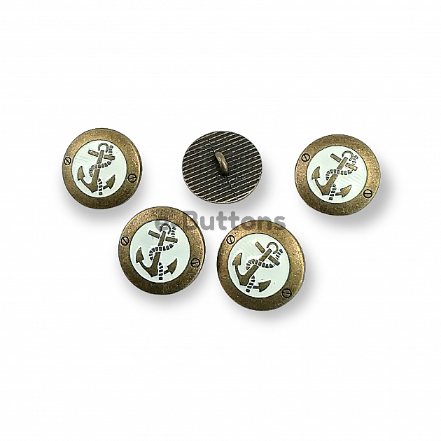 Anchor Logo Blazer Jacket Cufflink Antique Yellow Enamel Button 17 mm - 28 L E 2044 MN1