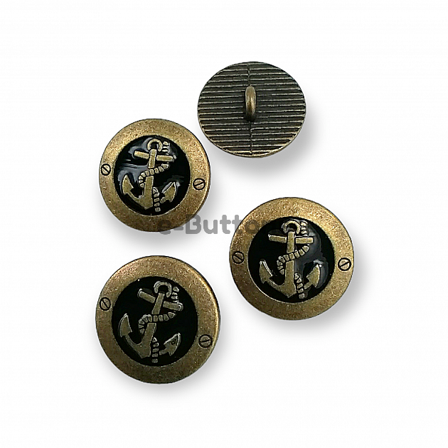 Anchor Logo Blazer Jacket Cufflink Antique Yellow Enamel Button 17 mm - 28 L E 2044 MN1