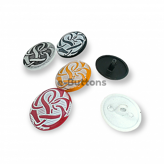 Enamel Shank Button Jacket Button Decorative Patterned Metal 20 mm - 31 L E 212 MC