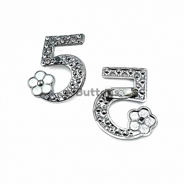 Number 5 Sterling Silver Color Brooch BRS0018