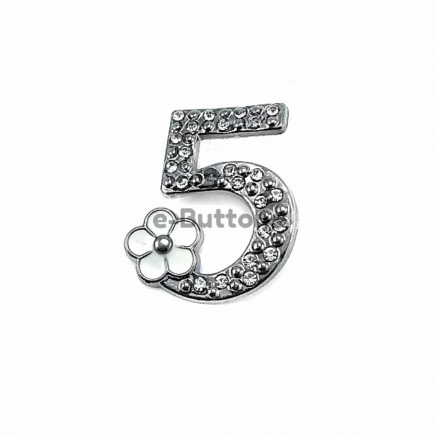 Number 5 Sterling Silver Color Brooch BRS0018