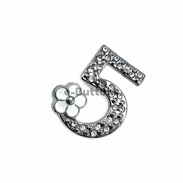 Number 5 Sterling Silver Color Brooch BRS0018