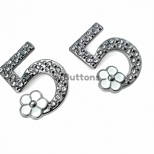 Number 5 Sterling Silver Color Brooch BRS0018