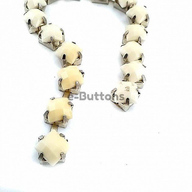 Square White Stone Ribbon Chain SRT0027