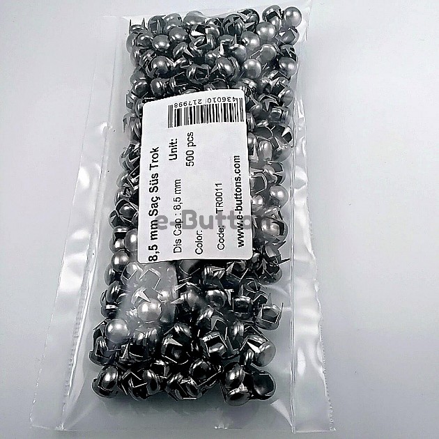 Tırnaklı Trok 8.5 mm Siyah Nikel Renk Süs Saç Trok (500 Ad/Paket) TR0011PK