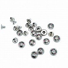 10 mm 16 boy Cam Taşlı Çiçekler Desenli Rivet R0030