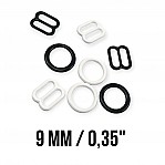 Metal Nylon Coated Bra Strap Adjustment Buckle 9 mm and Ring 0.35" PIR700009