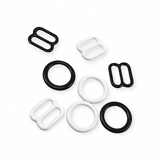 Metal Nylon Coated Bra Strap Adjustment Buckle 6 mm and Ring 0.24