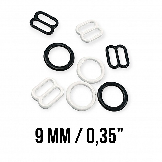 Metal Nylon Coated Bra Strap Adjustment Buckle 6 mm and Ring 0.24