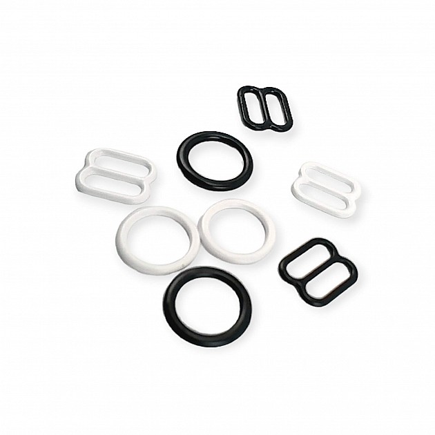 Metal Nylon Coated Bra Strap Adjustment Buckle 6 mm and Ring 0.24