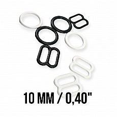 Bra Strap Adjustment Buckle 10 mm and Ring 0.40" Metal Nylon Coated PIR700010