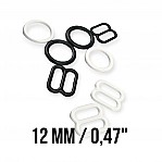 0.47" 12 mm Bra Strap Adjustment Buckle and Ring Metal Nylon Coated PIR700012