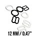 0.47" 12 mm Bra Strap Adjustment Buckle and Ring Metal Nylon Coated PIR700012