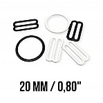 0.80" 20 mm Bra Strap Adjustment Buckle and Ring Metal Nylon Coated PIR700020