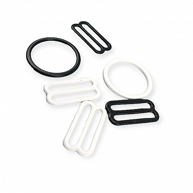 0.80" 20 mm Bra Strap Adjustment Buckle and Ring Metal Nylon Coated PIR700020