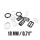 18 mm / 0.71"  Bra Strap Adjuster, Hook, and Ring Trio Set Metal Nylon Coated PIR720018