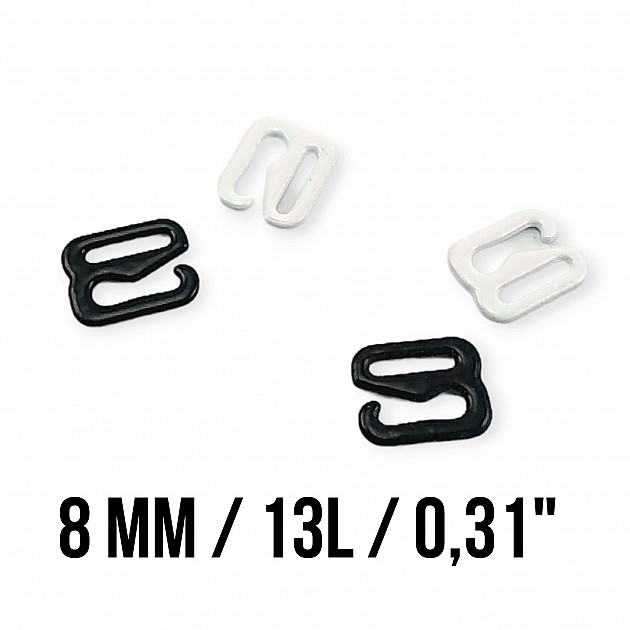 8 mm 0.31" Bra Hook - Metal Nylon Coated PIR750008