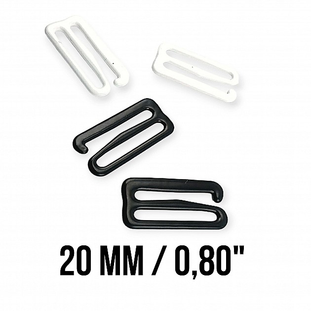 20 mm (3/4 inch) Bra Hook Metal Nylon Coated PIR750020