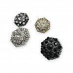 Rhinestone Button 20 mm 32 L Black and White Rhinestone Button Jacket and Cardigan Button PBT0025