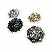  Jacket and Coat Button 23 mm 36 L Rhinestone Button Black and White Rhinestone Button PBT0026