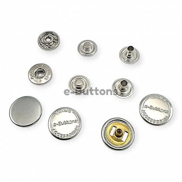 Snap Fasteners Coin Type Flat Brass 54 System Caas 125 Model Set of 4 ERCAAS0125PRP