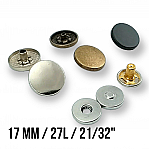 Magnetic Snap Fastener 17 mm  Flat Zamak Set of 4 ERMK018ZMK17