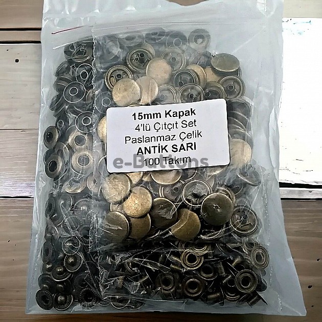 15 mm Çıtçıt Düğme Paslanmaz 100 adet/Pk  C00016PPK